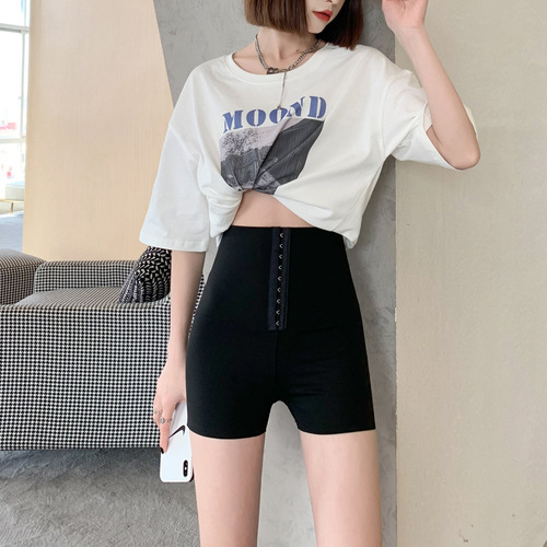 New Summer Outfit, Abdominal Cinching Buttoned Thin Waist Cincher, Hip Lifting, Anti-Bleeding, Barbie Sharkskin Three-Quarter Leggings for Women to Wear Outside