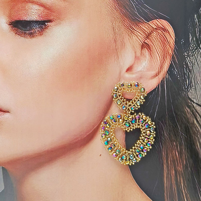 Heart Shape Pattern All Seasons Season 1 Pair Simple Style Classic Style Heart Shape Glass Drop Earrings