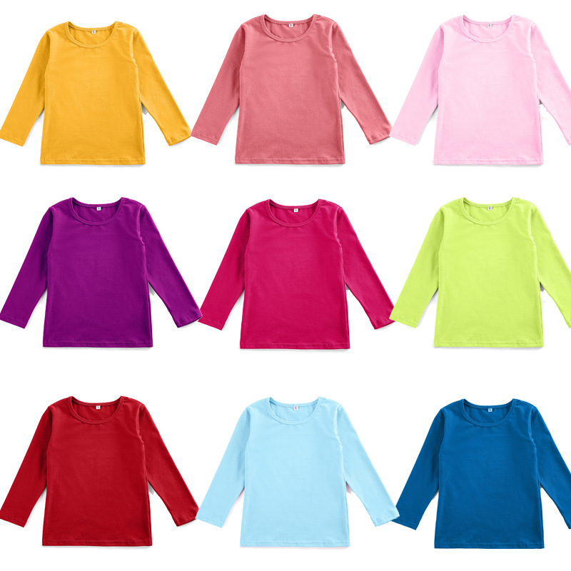 European and American Children's Clothing, Kids' Solid Color Base Shirt, Autumn and Winter Inner Wear, Lace Sleeve Top, Casual Loose Long-Sleeve T-Shirt for Girls