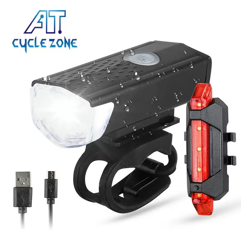 自行车2255前灯高亮LED夜骑安全警示灯USB充电山地车配件前灯套装
