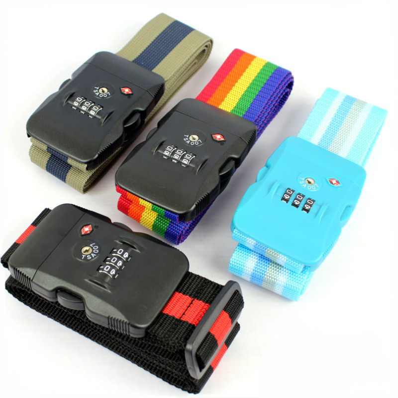 Correa de equipaje al por mayor de fábrica correa de embalaje de bloqueo de contraseña de aduana de una palabra maleta correa de equipaje de cuerda anti-perdida TSA