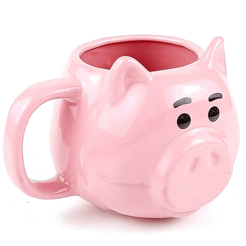 Керамическая Pink Pig кружка, креативная мультфильмовая чашка, 301–400 мл, милый 3D дизайн морды