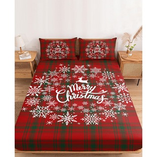 Christmas Halloween Pattern Bed Hat Three-Piece Set Digital Printed Cross-Border European and American Bedding suit for Adults and Children