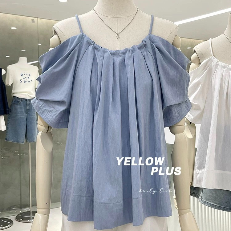 Summer Sweet Style Camisole Shirt Women's 2025 New Pure Desire Off-Shoulder Design Beautiful Women's Shirt