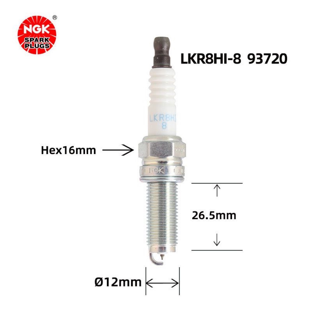 Original NGK single iridium spark plug LKR8HI-8 93720 is suitable for Binrui Binyue Dihao Vision burner