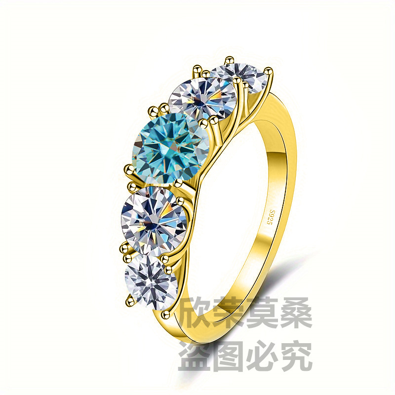 S925 plata D auténtico anillo de diamante de cinco estrellas de diamante anillo de diamante de mujer anillo de diamante de diamante de diamante al por mayor