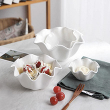 创意陶瓷荷叶碗家用水果沙拉碗日式雪糕碗甜品碗绵绵冰碗酱料碗