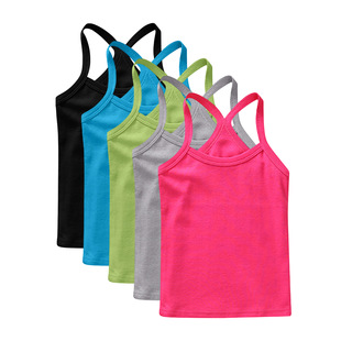 25 New Cross-Border Dropshipping Children's Vests Girls' Camisole Pure Cotton Vest 5-Piece Set Base Shirt Summer Wholesale