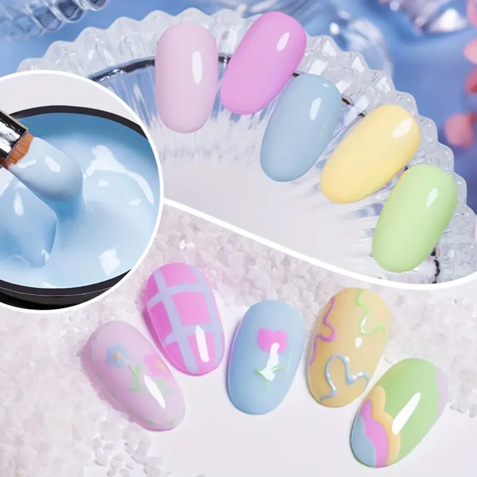 15ml gel de crema de 5 piezas de gel de color sólido no fluye, pegamento de vinilo de cobertura completa puede sustituir a la manicura DIY