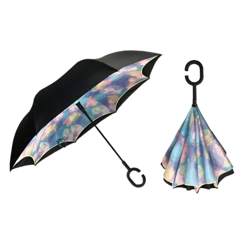 逆傘二重傘立っているC型ハンズフリー車逆傘ストレート傘広告傘印ロゴメーカー現物