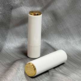 新款3.5g白圆管金顶口红包材简约旋转管口红包材源头工厂可印logo