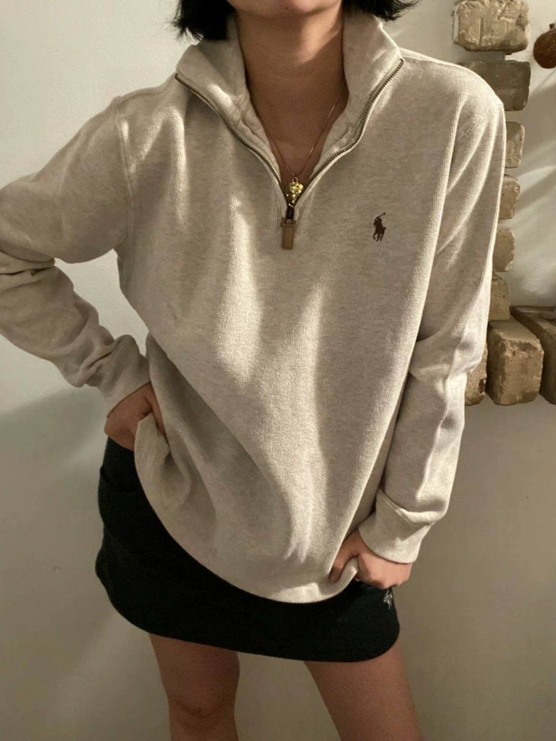 Ralph Lauren, классический конь, поло, цепочка с молнией, толстовка, с вышивкой, с молнией