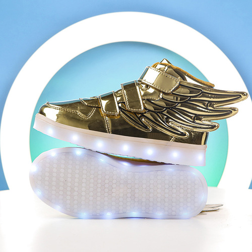 Factory cross-border direct sales high-top wing light-up LED charged shoes