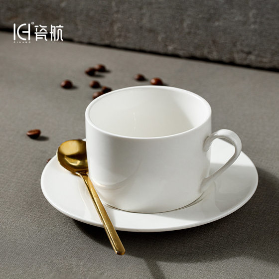 Ceramic White Coffee Cup Design Sense Niche Cup and Saucer Set Cappuccino Cup Hotel Restaurant Afternoon Flower Tea Cup