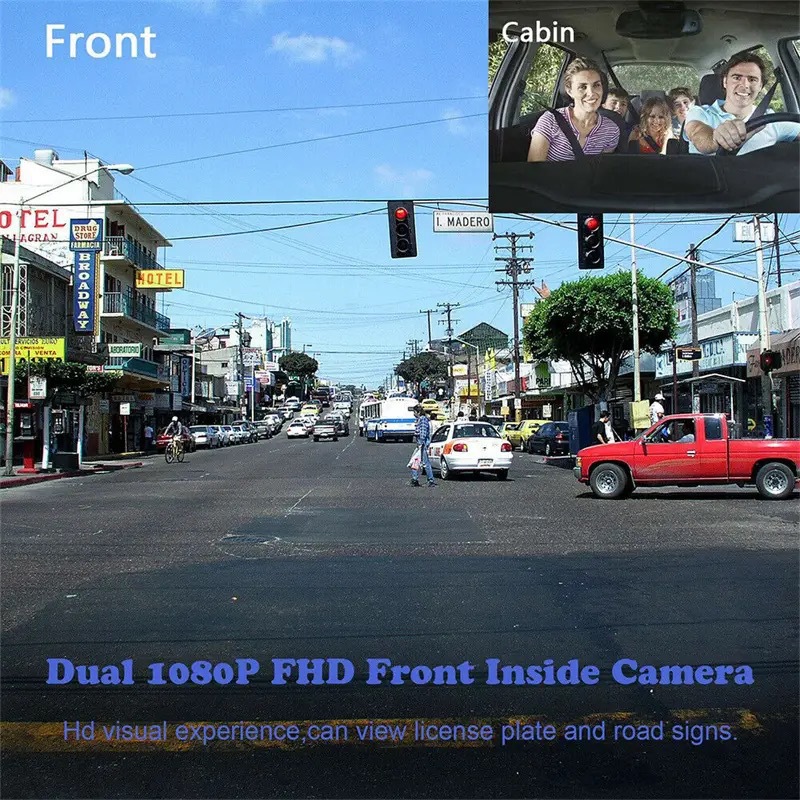 Cross-border driving recorder HD night vision car front car double recording double lens 1.5 inch HD 1080P car DV