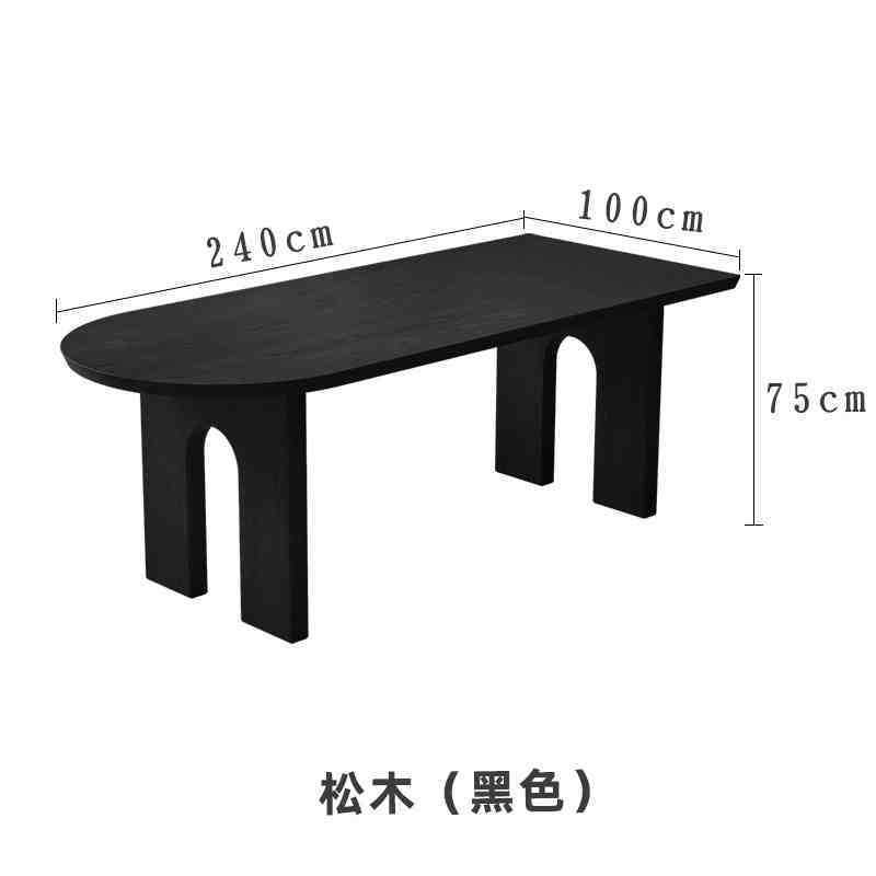 法式 中古实木餐桌椅组合家用小户型半圆弧形饭桌侘寂风岛台|undefined