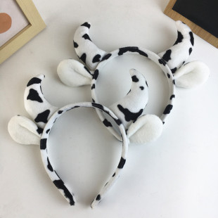 Cute black and white cow headband kindergarten festival performance dress up hair accessories children and adults sweet horn headband for women