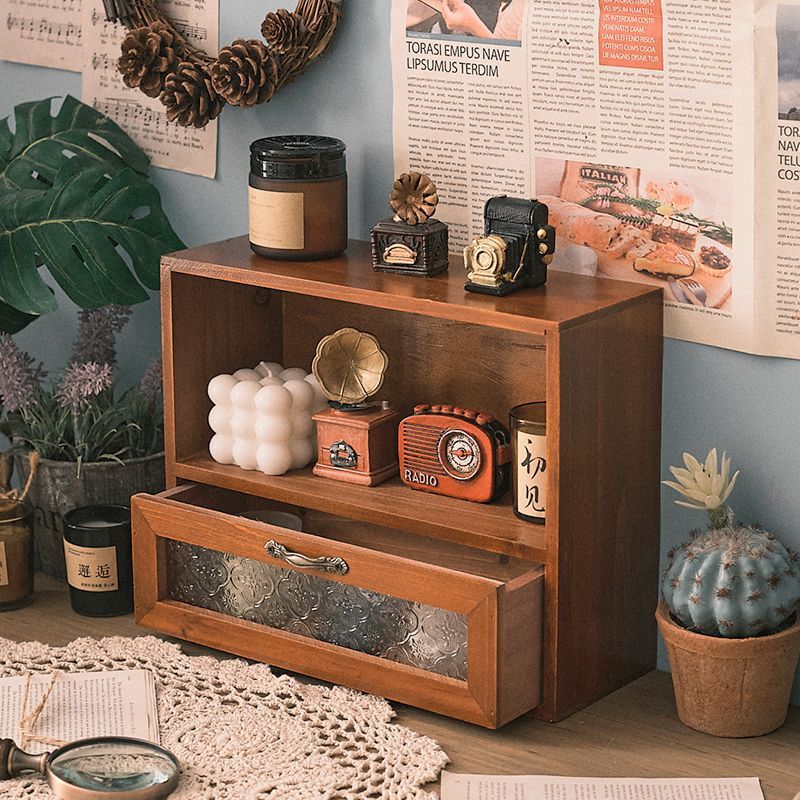 Desktop Storage Rack Sundries Storage Office Desk Solid Wood Storage Rack Multi-Layer Cosmetic Storage Rack Dressing Table