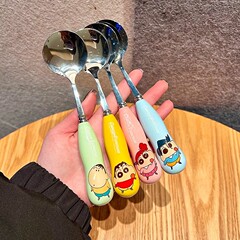 クレヨンしんちゃん304ステンレスセラミック食器スープスプーンフォーク高颜値家庭用食事スプーン便利食器