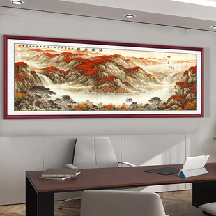 New Chinese Style Living Room Sofa Background Wall Mural Office Decorative Painting Solid Wood Atmospheric Landscape Landscape Hanging Painting Traditional Chinese Painting