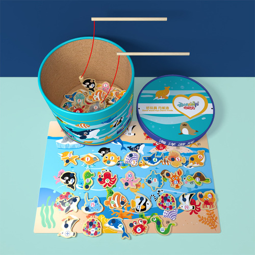Dany's strange wooden baby fishing toys magnetic kitten fishing baby children's educational early education toys wholesale