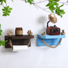 现货纸巾架卷纸架实木卫生纸架 航海质朴绳浴室装饰卫生纸架坚固