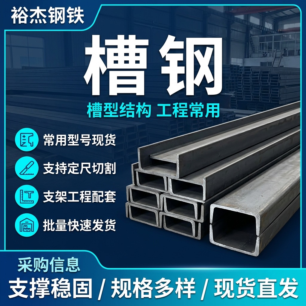 幕墙U型槽10号黑色槽钢轻型槽材热轧成型U型钢现货批发桥梁支架用