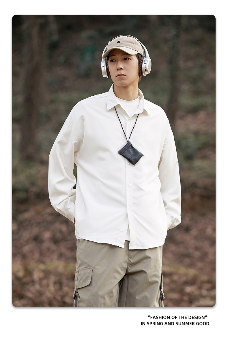 Goryeo silk drape long sleeved shirt 2024 spring/summer new texture trendy brand loose top jacket for men_voghion.com