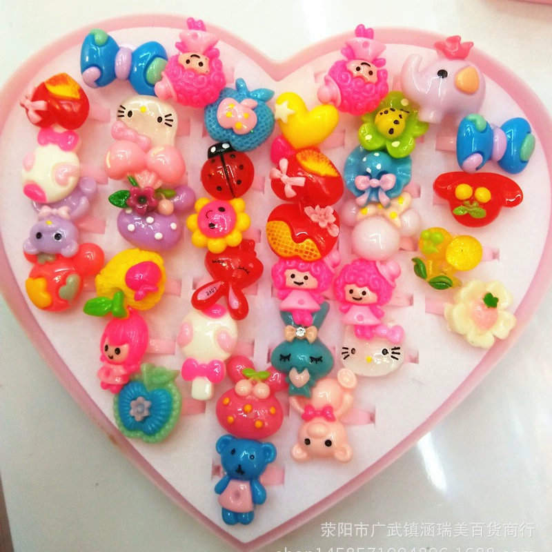 Cartoon accessory, children's adjustable ring, 100 pieces