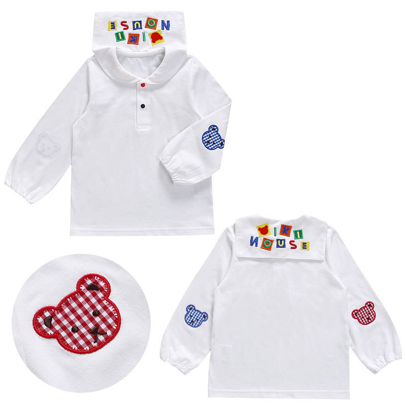 Children's Clothing for Boys and Girls, Cartoon Plaid Bear Long-Sleeved Shirt with Kidsren's Polo Shirt, Drop Shipping