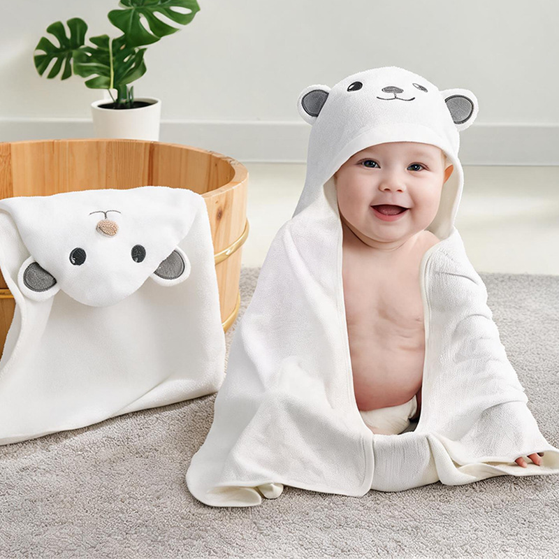 Coral Velvet Children's Cape Bath Towel Baby Cartoon Hooded Bathrobe Gift Box Blanket