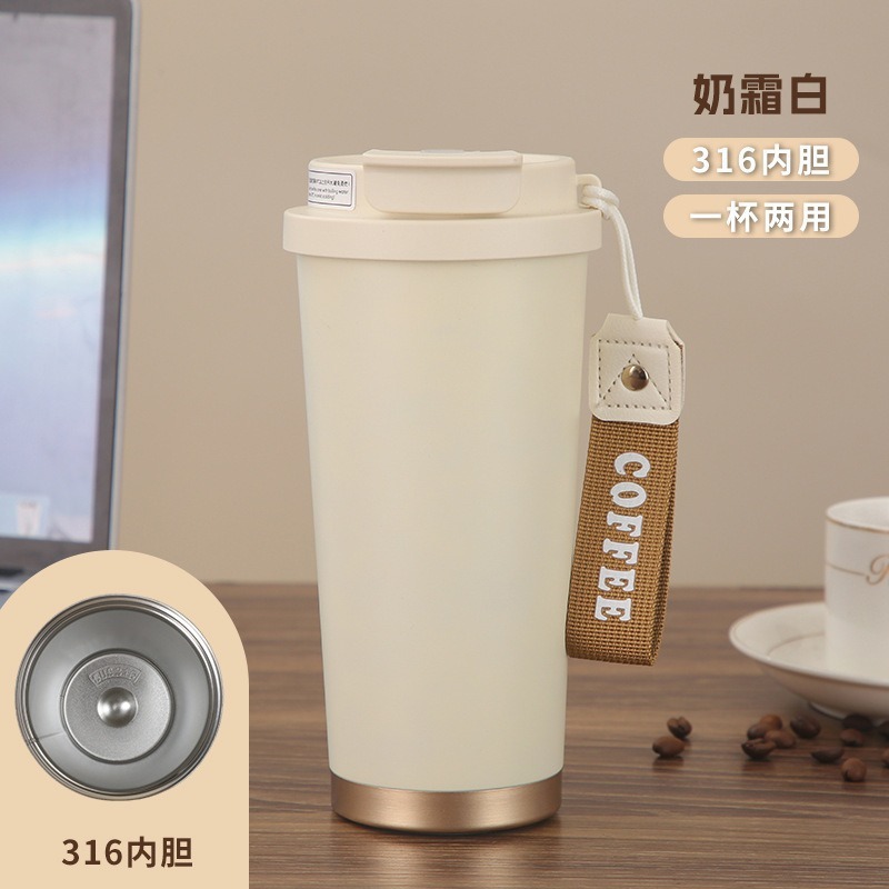 新しいスズランフラワー 316 ステンレス鋼コーヒーカップセラミックライナー断熱カップ大容量高価値ギフトウォーターカップ|undefined