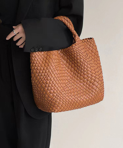 New hand-woven bag large capacity tote bag hand-held women's bag shoulder bag mother-in-law bag vegetable basket women's bag