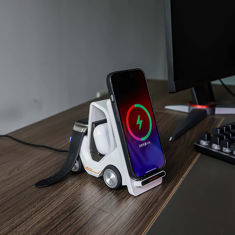 Apple 携帯電話、時計、ヘッドフォンに適したクロスボーダースリーインワンワイヤレス充電器デスクトップ携帯電話ホルダーテーブルスタンド|undefined