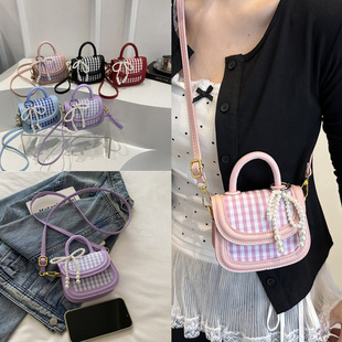 Children's Bags, Cute Shoulder Bags for Girls, Fashionable Girls' Plaid Shoulder Crossbody Bags, Fashionable Girls' Princess Coin Purses