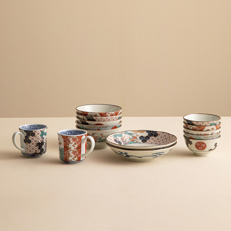 日本进口伊万里日式家用餐具水杯碗盘子陶瓷复古创意实用高级送礼