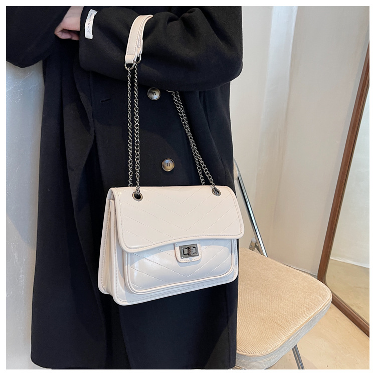 2021 New Women's Bags Fashion Chain Messenger Bag Embroidery Thread One-shoulder Small Square Bag display picture 13