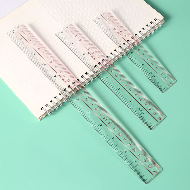 现货15/20/30cm直尺双色加厚双刻度透明塑料直尺源头厂家学生用品
