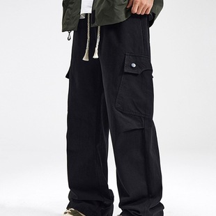 Straight-Leg Spring and Autumn Japanese-Style Workwear Khaki Pure Cotton Pocket Versatile Long Pants Loose Lumberjack Paratrooper Pants Paratrooper Pants