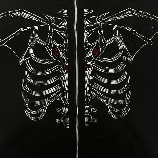 Maglione da uomo con cappuccio con cerniera calda con teschio Y2K Top allentato da donna 2023_voghion.com