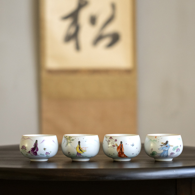 Ru horno maestro taza se puede elevar sola taza Kung Fu juego de té taza de té estilo chino cubierta tazón taza de té