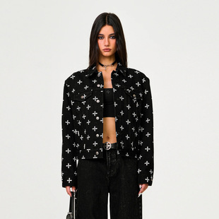 SMFK Eternal Garden Denim Jacket Full Print Cross Flower Classic Cotton Jacket 25 Spring New