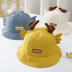 Infant Hat Spring and Autumn Thin Cotton Bucket Hat Baby Sun Hat Cute Antler Deer Kids Fisherman Hat for Boys and Girls