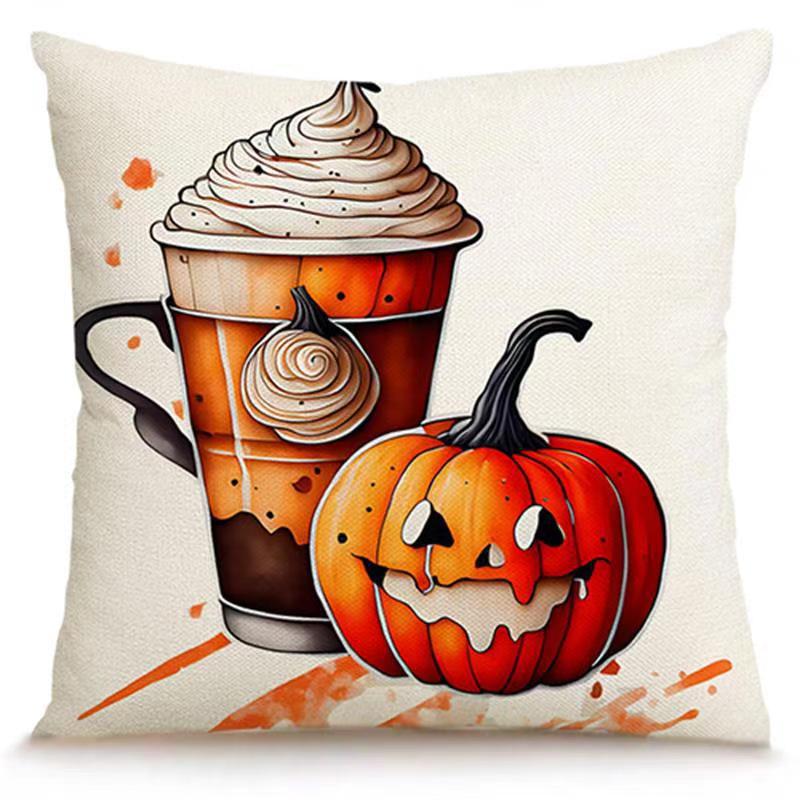 Transfronterizo Amazon Halloween impresión lino almohada cubierta bruja calabaza decoración doméstica almohada cubierta