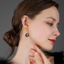 韓國版微鑲鑽復古八芒星吊墜氣質優雅耳環時尚感網紅個性潮流耳鈎