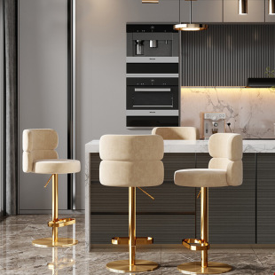 Nordic bar chair light luxury stainless steel bar lifting rotation rotation rotation back to the back of the house of home modern hotel front desk chair