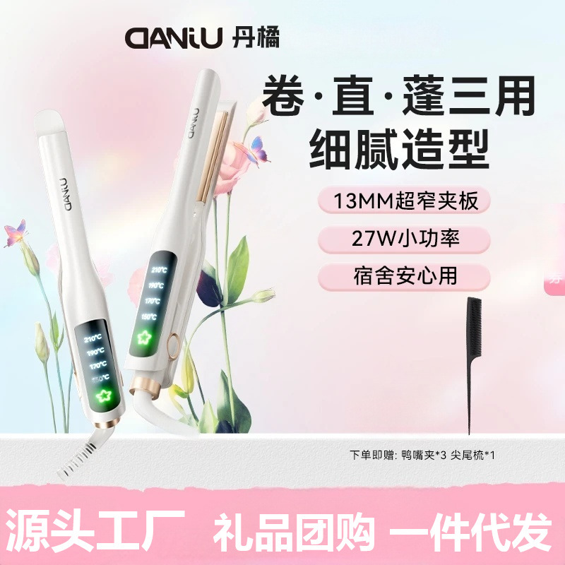 Danju straight and curling dual-use portable hair straightener, negative ion curling iron, hair curler, home-use volumizing clip wholesale