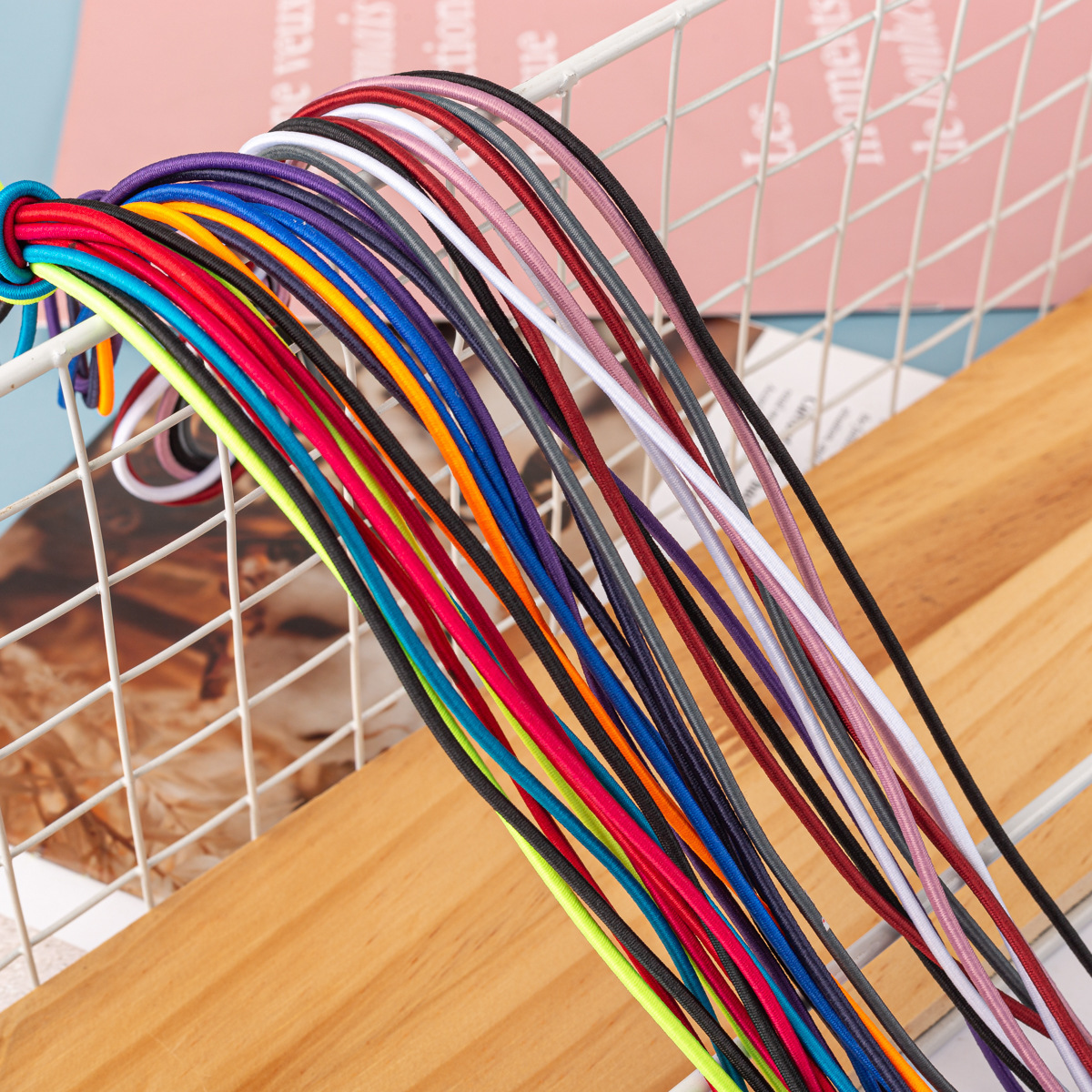 360色彩色牛筋绳 羽绒服棉衣松紧绳弹力绳 鞋带头绳松紧带