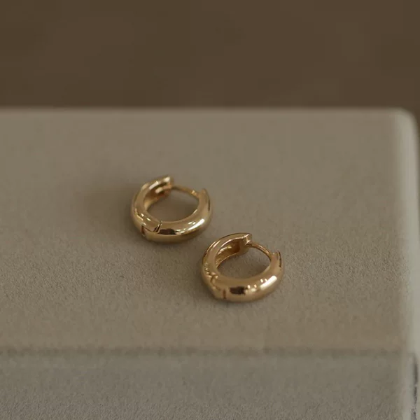Heavy Small Ear Buckle 925 Sterling Silver Plated 18K Gold Elegant Bold Earrings Ear Ring French Retro Simple Style Advanced Sense