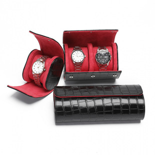 Factory Price Spot Crocodile Pattern Genuine Leather Texture Pu Leather Watch Storage Box 1 2 3 Watch Position Watch Watch Box